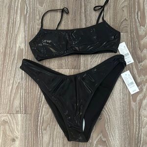 NWT Black Chrome Bikini from Pacsun - small top large bottom